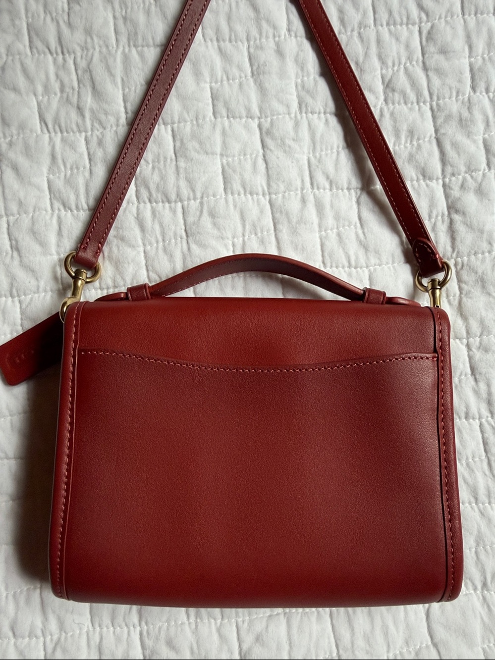 Coach Red Leather Turnlock Top-Handle Crossbody - Picture 3 of 5
